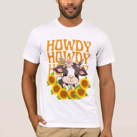 Howdy Highland Cow und Sunblumen T-Shirt (Vorderseite)