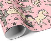 Howdy Holidays Cowboy Western Handgezeichnet Geschenkpapier (Rolleneckpunkt)