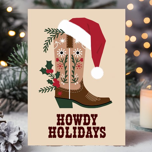 Howdy Holidays Western Cowboy Boot Weihnachten