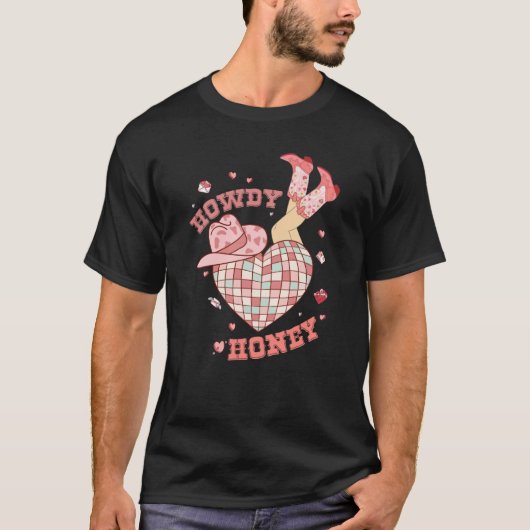Howdy Honey Howdy Valentines Day Heart Disco Ball T-Shirt (Vorderseite)