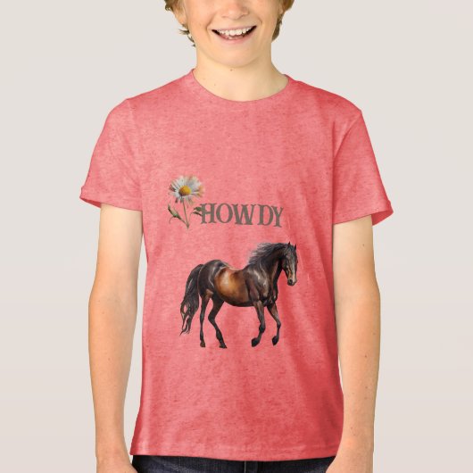 Howdy Horse Daisy Blume Tri-Blend Shirt (Vorderseite)