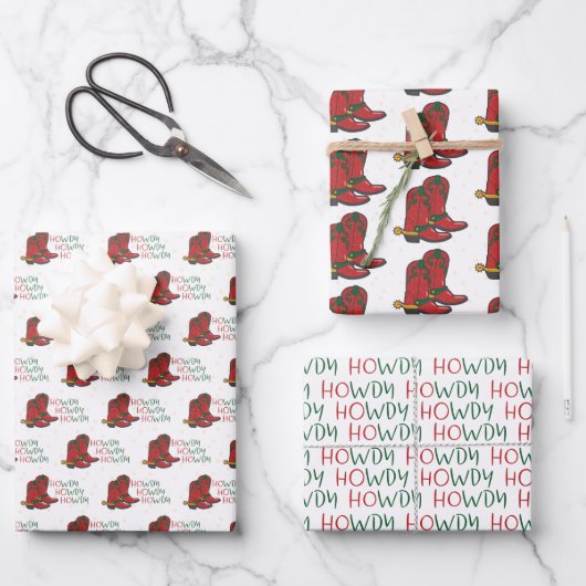 HOwdy HOwdy HOwdy Christmas Cowboy Boots Geschenkpapier Set (Vorderseite)
