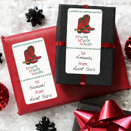 HOwdy HOwdy HOwdy Christmas Cowboy Boots Geschenkt Adressaufkleber