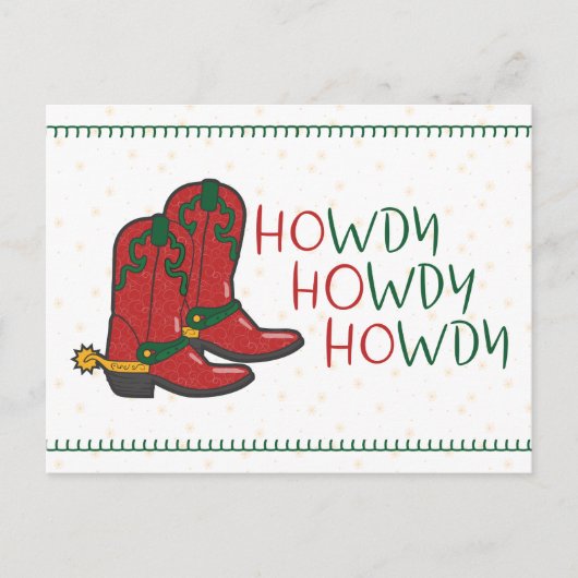 HOwdy HOwdy HOwdy Christmas Cowboy Boots Postkarte (Vorderseite)