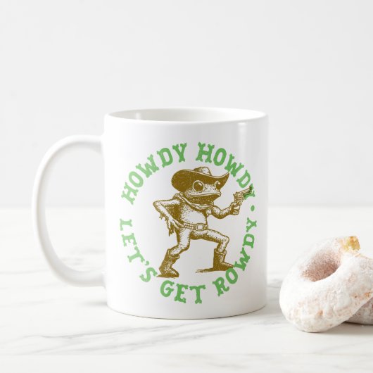 Howdy Howdy Lasse den Get Rowdy Cowboy Frog Wester Kaffeetasse (Mit Donut)