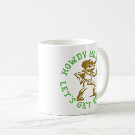 Howdy Howdy Lasse den Get Rowdy Cowboy Frog Wester Kaffeetasse (VorderseiteRechts)