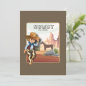 Howdy howies Erstgeburtstag Tierausdruck Einladung (Stehend Vorderseite)