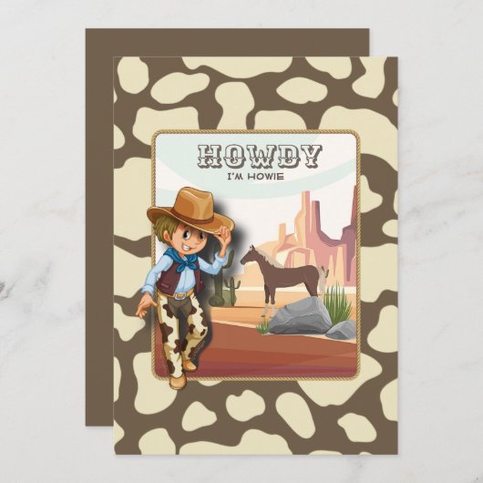 Howdy howies Erstgeburtstier Einladung (Vorne/Hinten)