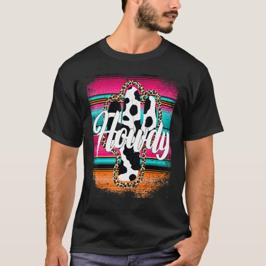 HOWDY Kuhmuster Cactus Serape Cactus Leopard T-Shirt (Vorderseite)