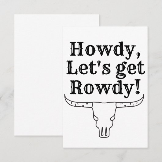 Howdy, lasst uns rowdy werden  dankeskarte (Vorne/Hinten)