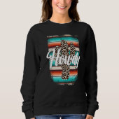 HOWDY Leopard Cactus Serape Cactus print Turquoise Sweatshirt (Vorderseite)