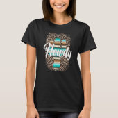 HOWDY Leopard Cactus Serape Cactus print Turquoise T-Shirt (Vorderseite)