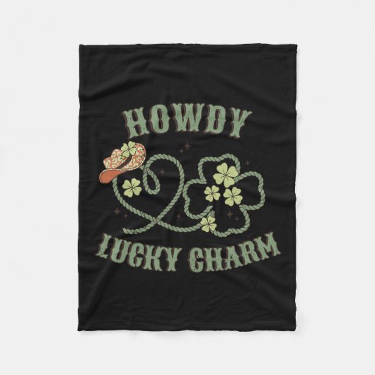 Howdy Lucky Charm Western St Patrick Day Kleeblatt Fleecedecke (Vorderseite)