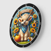 Howdy Niedlich Highland Cow Große Wanduhr (Winkel)