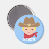 Howdy, Niedlicher Cowboy für kleine Jungen Magnet (Vorderseite/Rückseite)