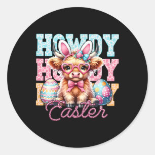 Howdy Oaster Bunny Oars Happy Ostertag Runder Aufkleber