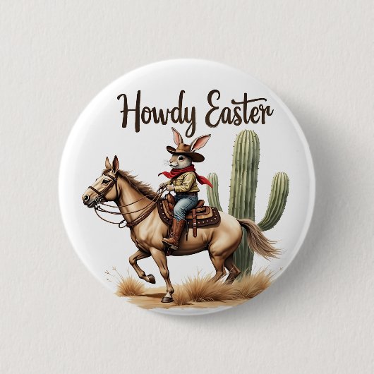 Howdy Oaster Bunny Reiten Button (Vorderseite)