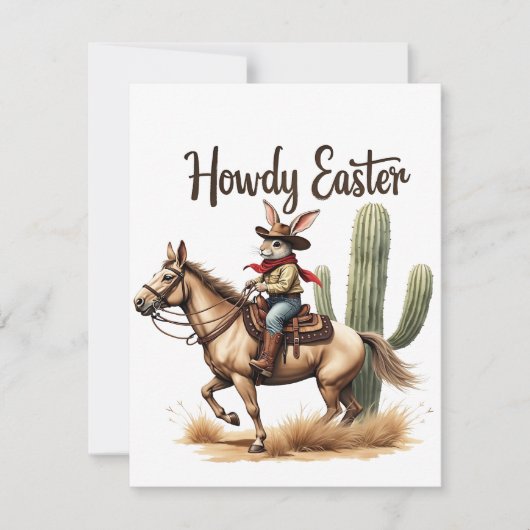 Howdy Oaster Bunny Reiten Mitteilungskarte (Vorderseite)