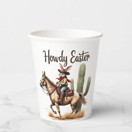Howdy Oaster Bunny Reiten Pappbecher (Vorderseite)