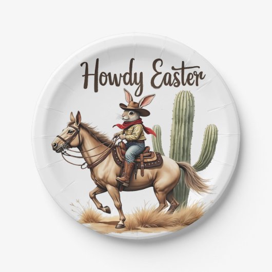Howdy Oaster Bunny Reiten Pappteller (Vorderseite)