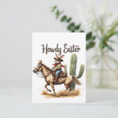 Howdy Oaster Bunny Reiten Postkarte (Stehend Vorderseite)