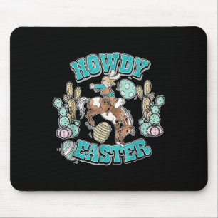Howdy Oaster Shirt Western Cowboy Bunny Ostereier Mousepad