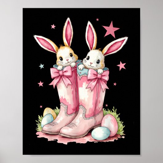 Howdy Oster Western Osterfest Bunny Cowboy Boots Poster (Vorne)