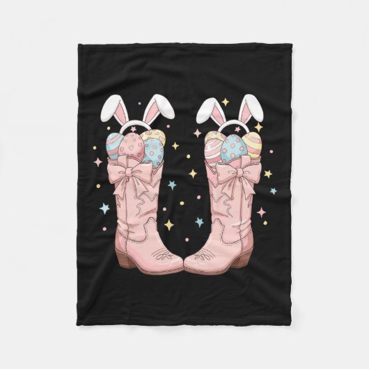 Howdy Osteroster Western Ostern Bunny Cowboy Boots Fleecedecke (Vorderseite)