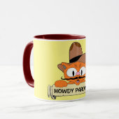 "HOWDY PARDNER!" Cartoon Cowboy Mustache Chat Funn Tasse (Vorderseite Links)
