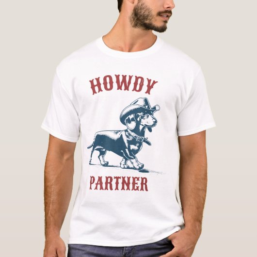 Howdy Partner Bereit für Rodeo Cowboy Würstchen T-Shirt (Vorderseite)