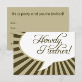 Howdy, Partner! : Comic-Sprechblase Einladung (Vorne/Hinten)