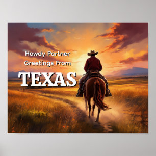 Howdy Partner Greetings from Texas Poster