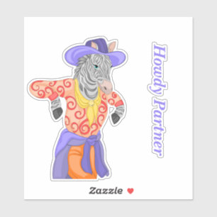 Howdy Partner Zebra Aufkleber