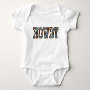 Howdy Patchwork Western PNG Cowgirl Grafikdesign Baby Strampler