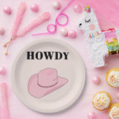 Howdy Pink Cowboy Hat Pappteller (Party)