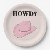Howdy Pink Cowboy Hat Pappteller (Vorderseite)