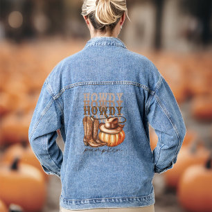 Howdy Pumpkin Cowgirl Western Denim Jacket Jeansjacke
