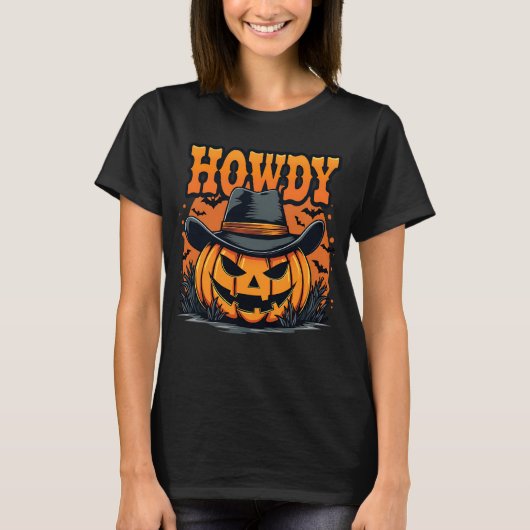 Howdy Pumpkin Funny Halloween T-Shirt (Vorderseite)