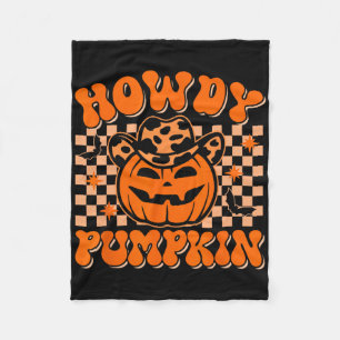 Howdy Pumpkin Groovy Western Halloween Vintag Rod Fleecedecke