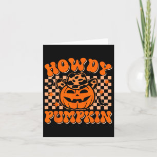 Howdy Pumpkin Groovy Western Halloween Vintag Rod Karte
