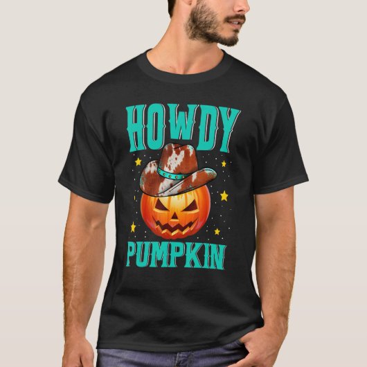 Howdy Pumpkin Rodeo Western Country Fall Süd T-Shirt (Vorderseite)