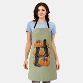Howdy Pumpkin Western Fall Coquette Bow Cowgirl Schürze (Getragen)