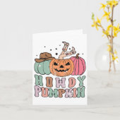 Howdy Pumpkin Western Fall Rodeo Halloween Karte (Gelbe Blume)