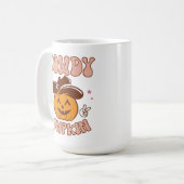Howdy Pumpkin Western Retro Halloween Kaffeetasse (Vorderseite Links)