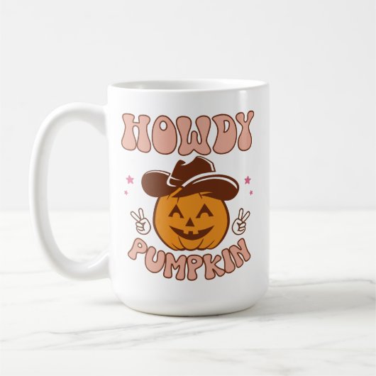 Howdy Pumpkin Western Retro Halloween Kaffeetasse (Links)