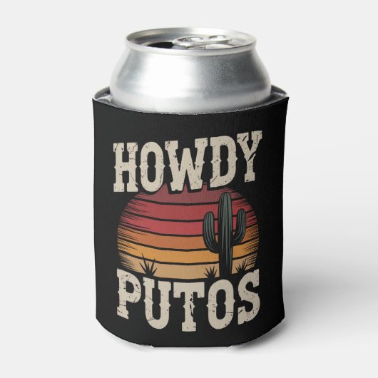 Howdy Putos Funny Cactus Retro Vintag Dosenkühler (Kanne Vorderseite)