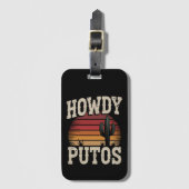 Howdy Putos Funny Cactus Retro Vintag Gepäckanhänger (Vorderseite Vertikal)