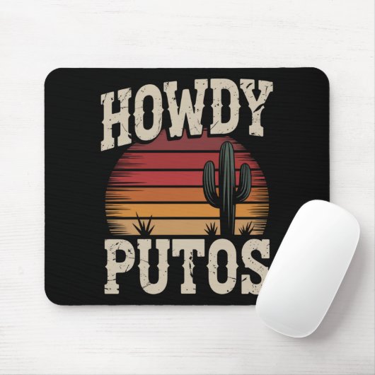 Howdy Putos Funny Cactus Retro Vintag Mousepad (Mit Mouse)