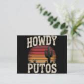 Howdy Putos Funny Cactus Retro Vintag Postkarte (Stehend Vorderseite)