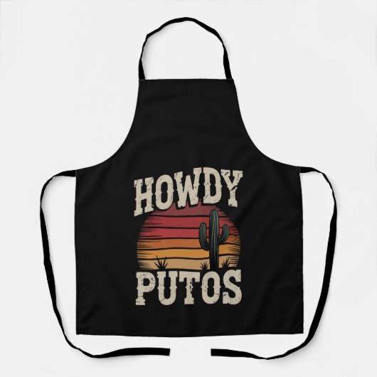 Howdy Putos Funny Cactus Retro Vintag Schürze (Vorderseite)